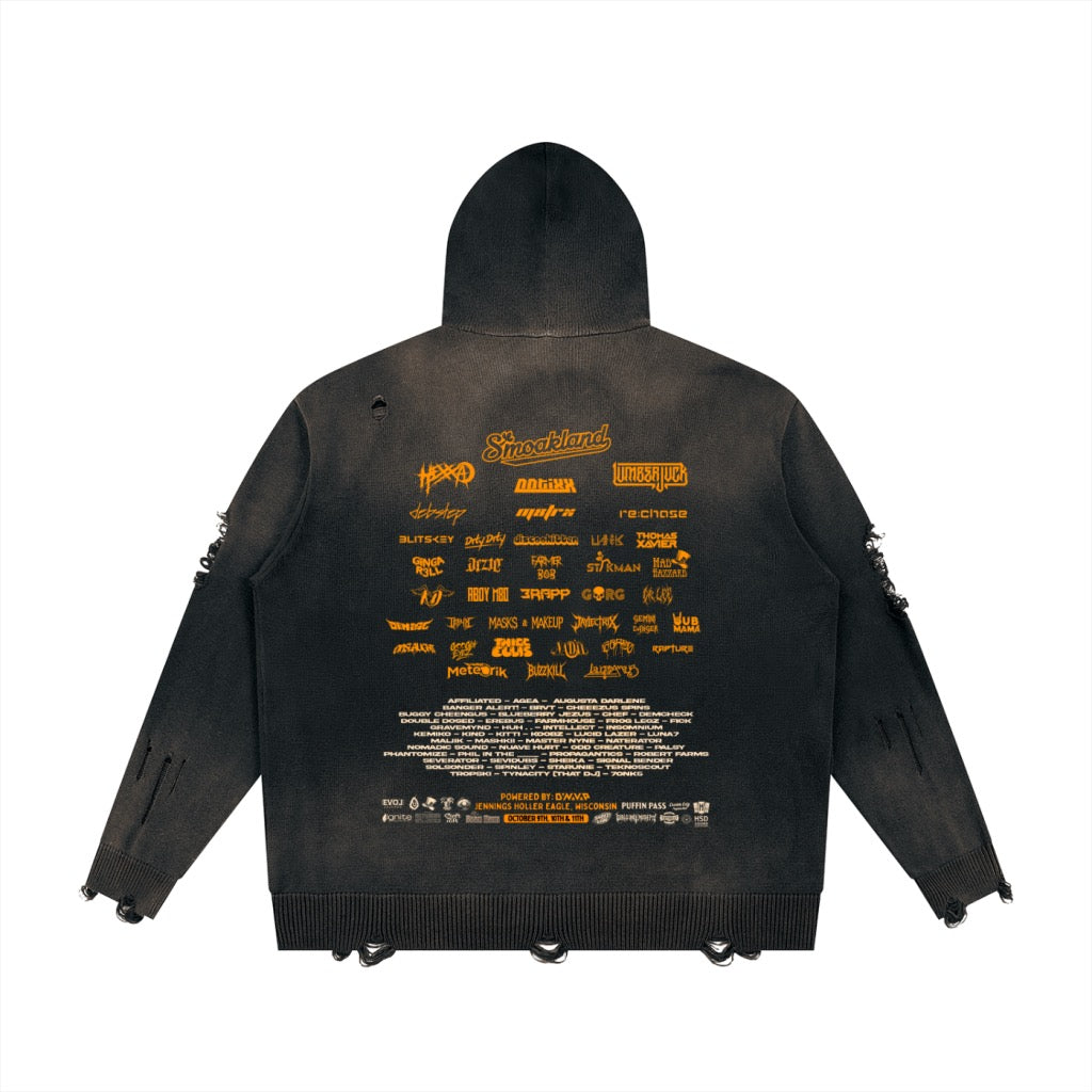 Farm Fresh Unisex Distressed Full Zip Sweater