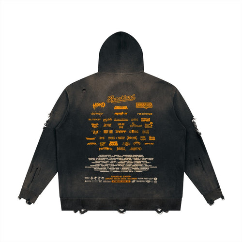 Farm Fresh Unisex Distressed Full Zip Sweater