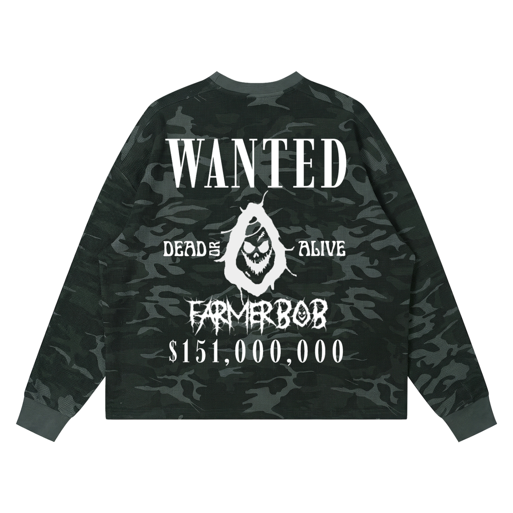 Farmer Bob Camo Unisex Waffle Boxy Long Sleeve T-Shirt