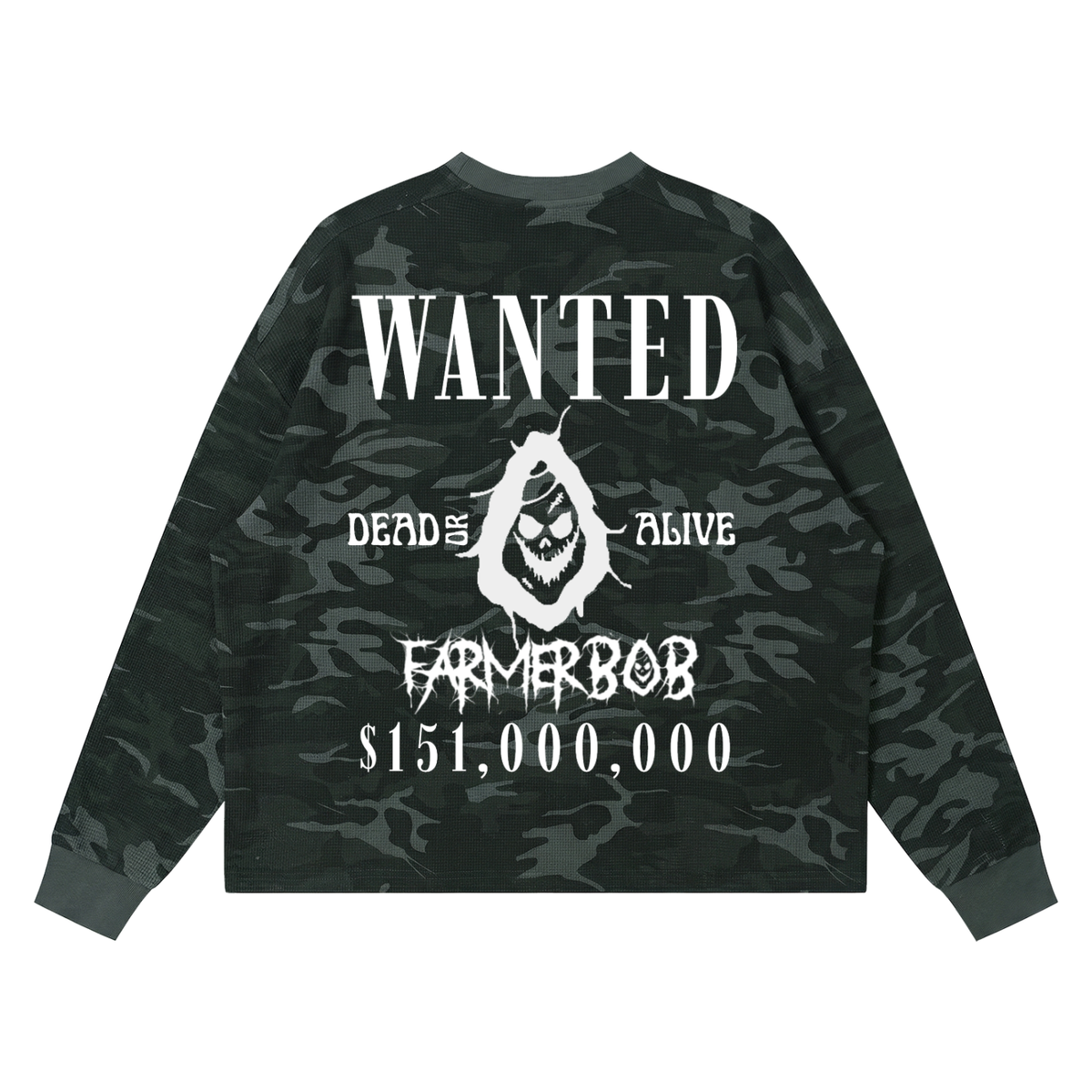 Farmer Bob Camo Unisex Waffle Boxy Long Sleeve T-Shirt