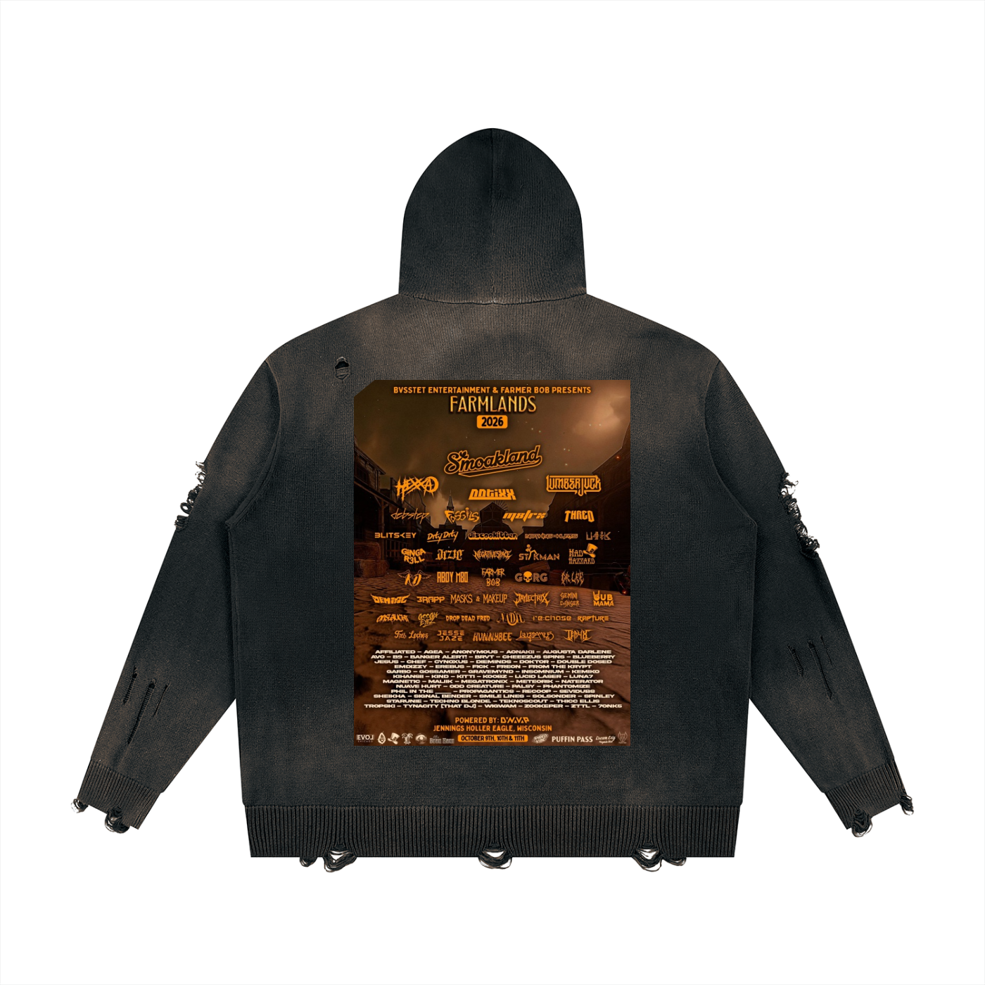 Farm Fresh Unisex Distressed Full Zip Sweater