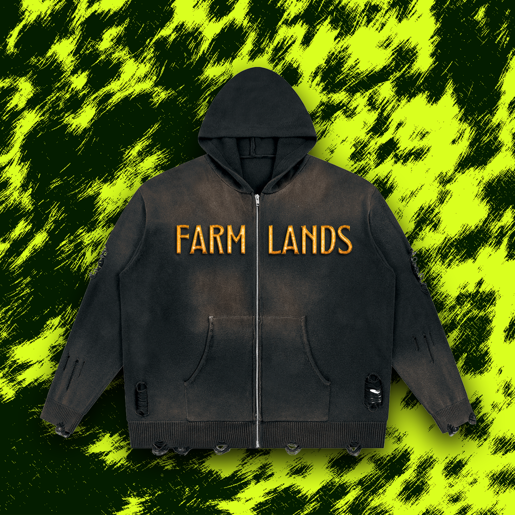 Farm Fresh Unisex Distressed Full Zip Sweater