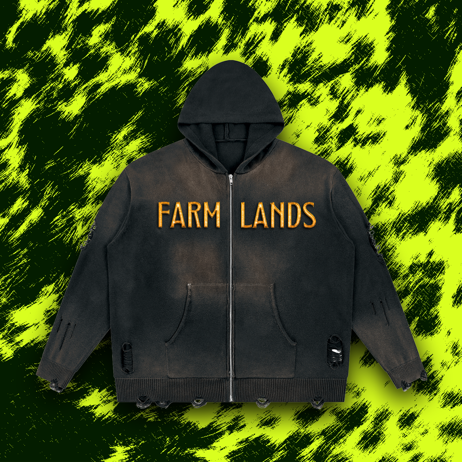 Farm Fresh Unisex Distressed Full Zip Sweater
