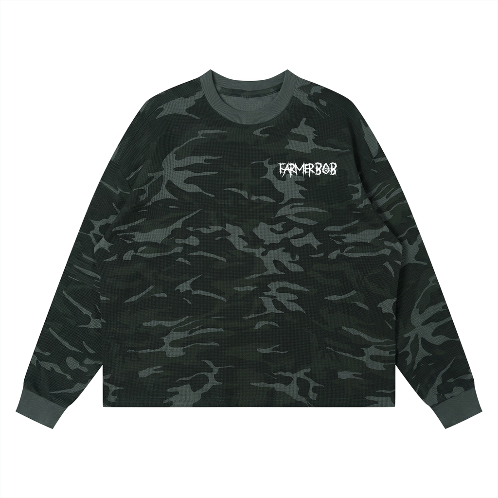 Farmer Bob Camo Unisex Waffle Boxy Long Sleeve T-Shirt