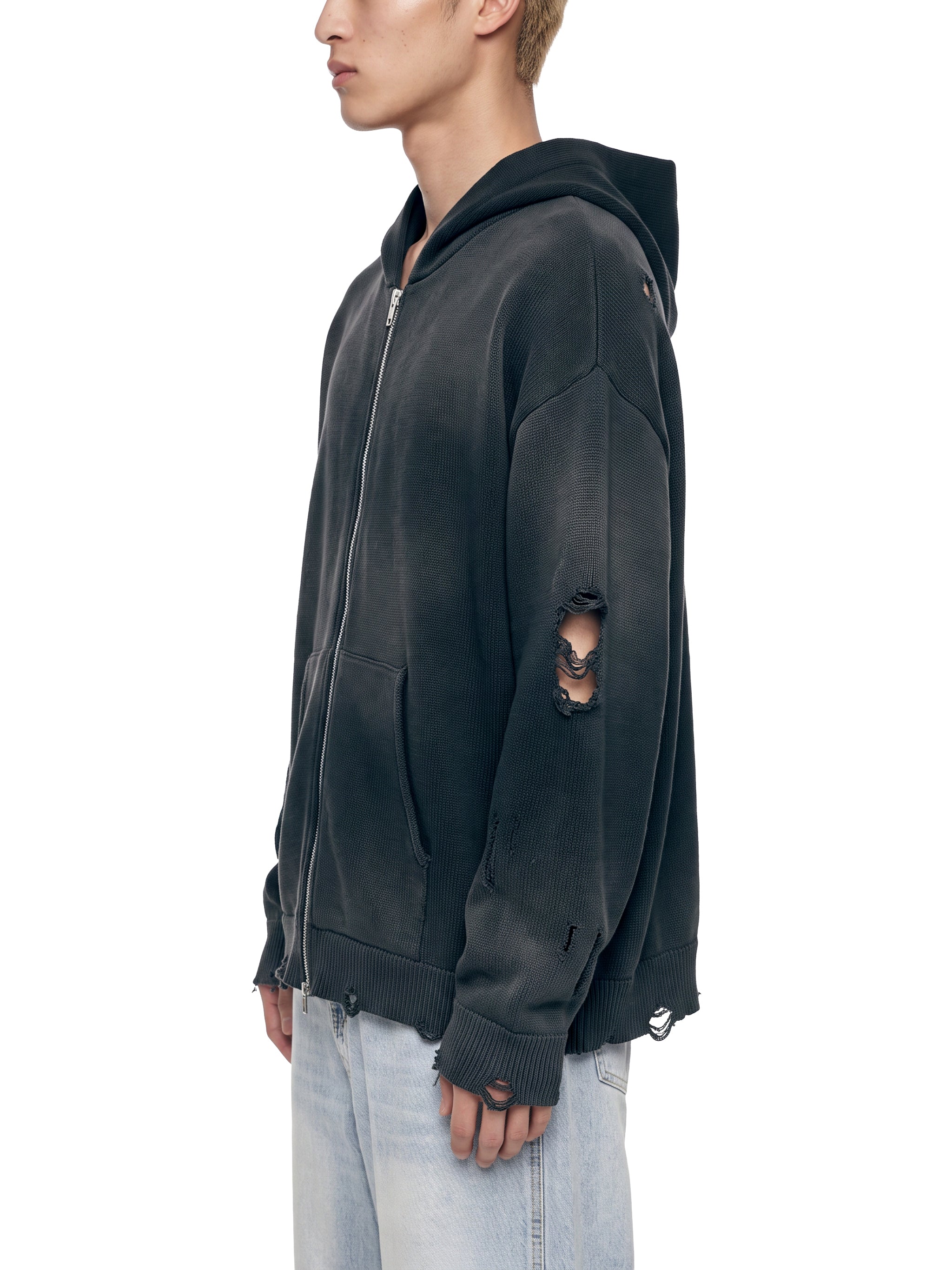 Farm Fresh Unisex Distressed Full Zip Sweater