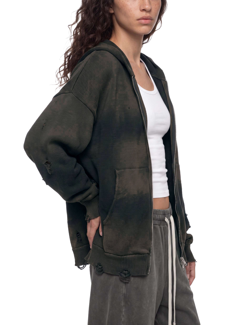 Farm Fresh Unisex Distressed Full Zip Sweater